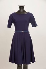 Coconinno 1950s Style Navy Tea Dress with Circle Skirt Small Made in USA 