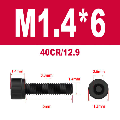 DIN912 12.9 legierter Stahl Zylinderschrauben Innensechskant M1.4-M3 - Bild 10 von 115