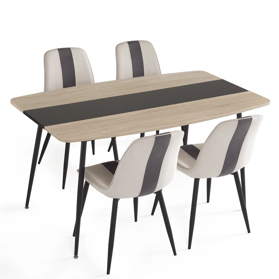 Mondeer Dining Sets Dining Table and 4/6 Upholstered Chairs with Metal Legs - Image 2 of 4
