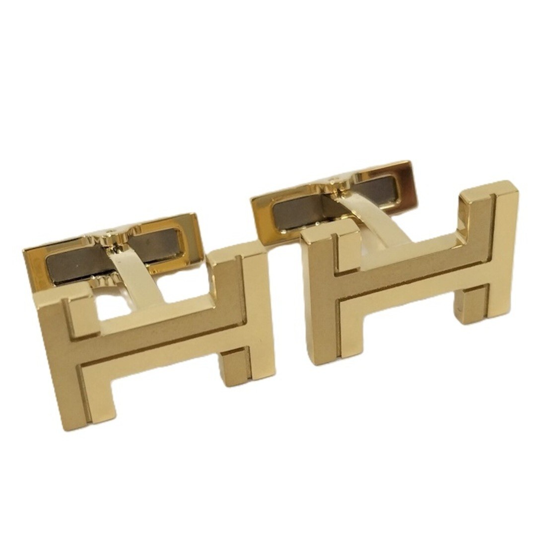 HERMES cufflinks with H logo, Gold color Material: Plating