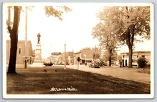 St Louis MI Civil War Soldiers Monument~Welcome Sign~Shell Gasoline~Richard RPPC