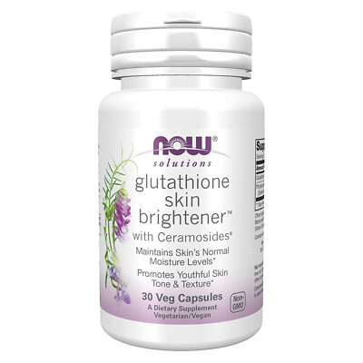 NOW FOODS Glutathione Skin Brightener with Ceramosides 30 Veg Capsules |  eBay