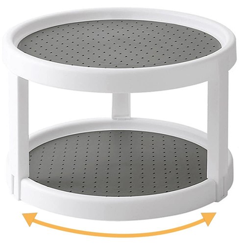 Lazy Susan Organizer 2 Tier Non Skid Spice Rack Turntable360 Degree Rotating ...