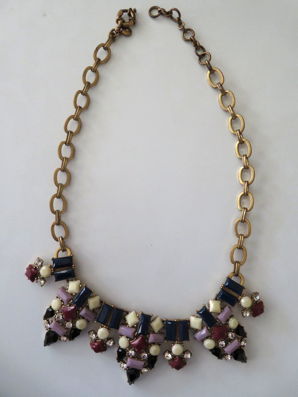 J. Crew ~ Statement Necklace Multicolor Gold- Ton… - image 4