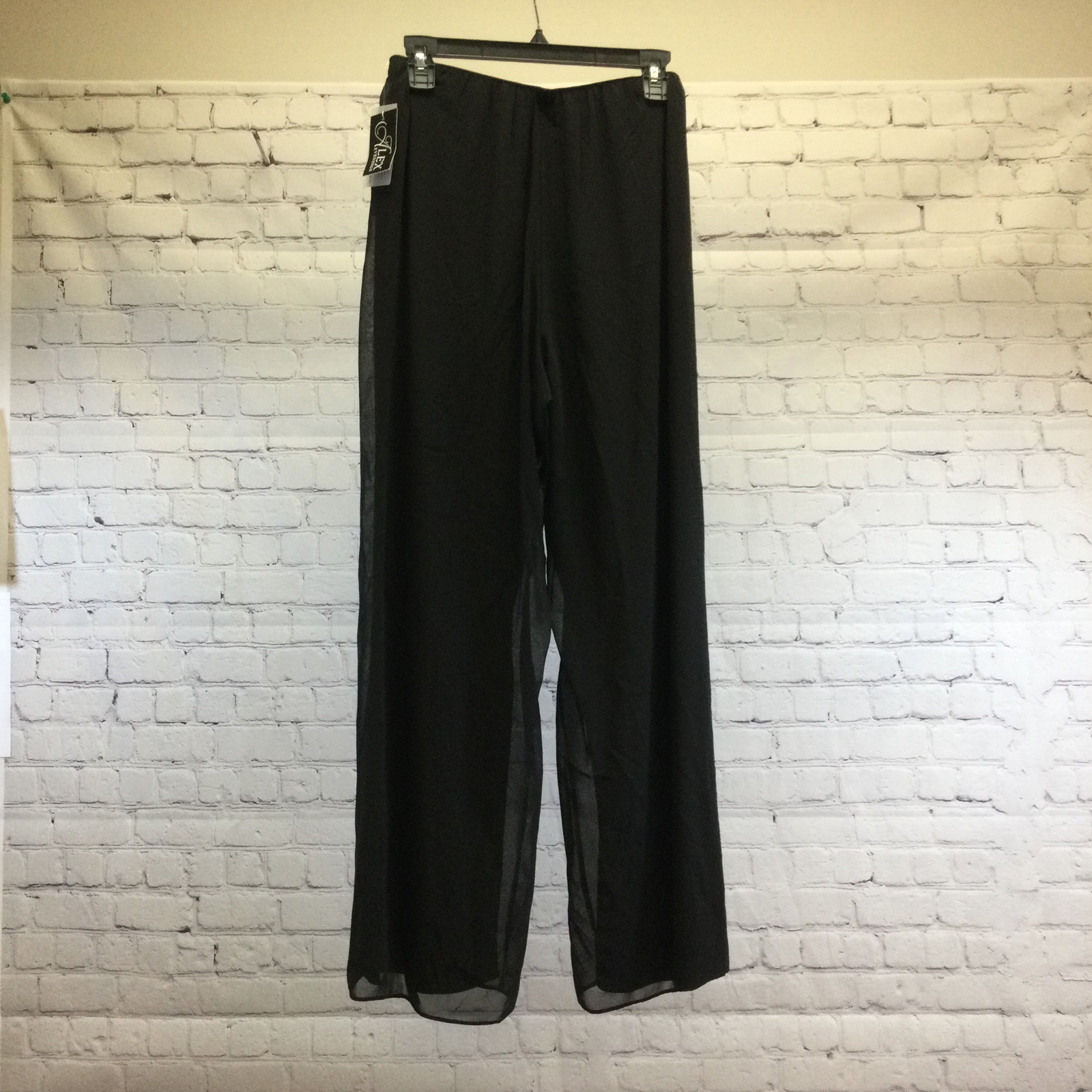 Alex Evenings Womens Black Pull On Straight Leg Chiffon Dress Pants Size MP  | eBay