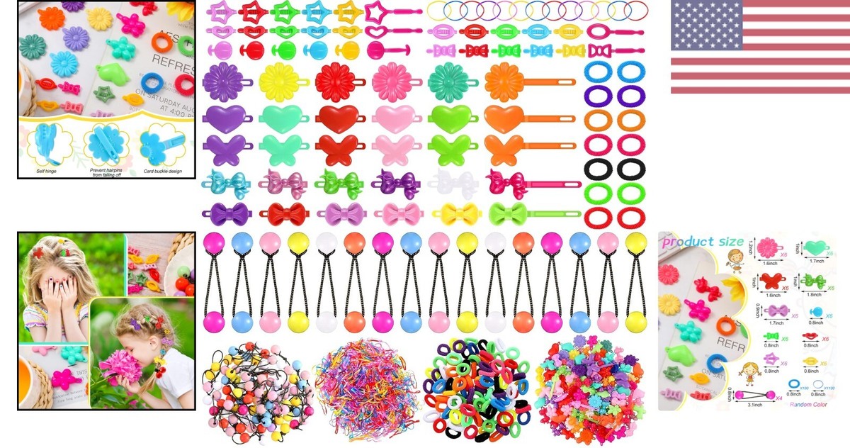 EーGirls グッズ Assorted Hair Accessories for Girls - Hair Barrettes, Hair Ties
