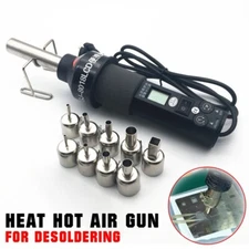 AC 110V/ 220V 450W 8018 LCD Soldering Station Heat Hot Air Gun ICs SMD 9 Nozzles