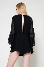  Black Starlet Bell Sleeve Romper (small, medium and large sizes available)