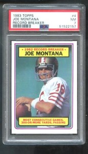 1983 Topps #4 Joe Montana Record Breaker 49ers PSA 7 Graded Football Card NM