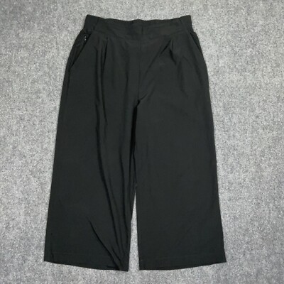 Quince Pants Womens Size XL Black Wide Leg Pull on Cropped