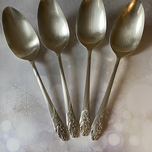 4 Large Spoons , Evening Star 1950 By Community Silver Plated silver plate, 8.5” - Picture 3 of 8