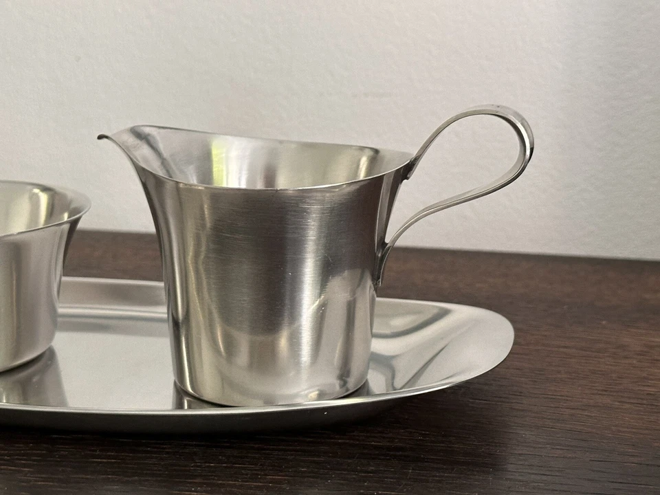 SF WMF frühes Sahneservice Wilhelm Wagenfeld Cromargan matt Milch Zucker Tablett - Bild 3 von 4