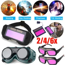 Welding Glasses Auto-Darkening Dimming Welder Goggles w/ Headband Solar Powered