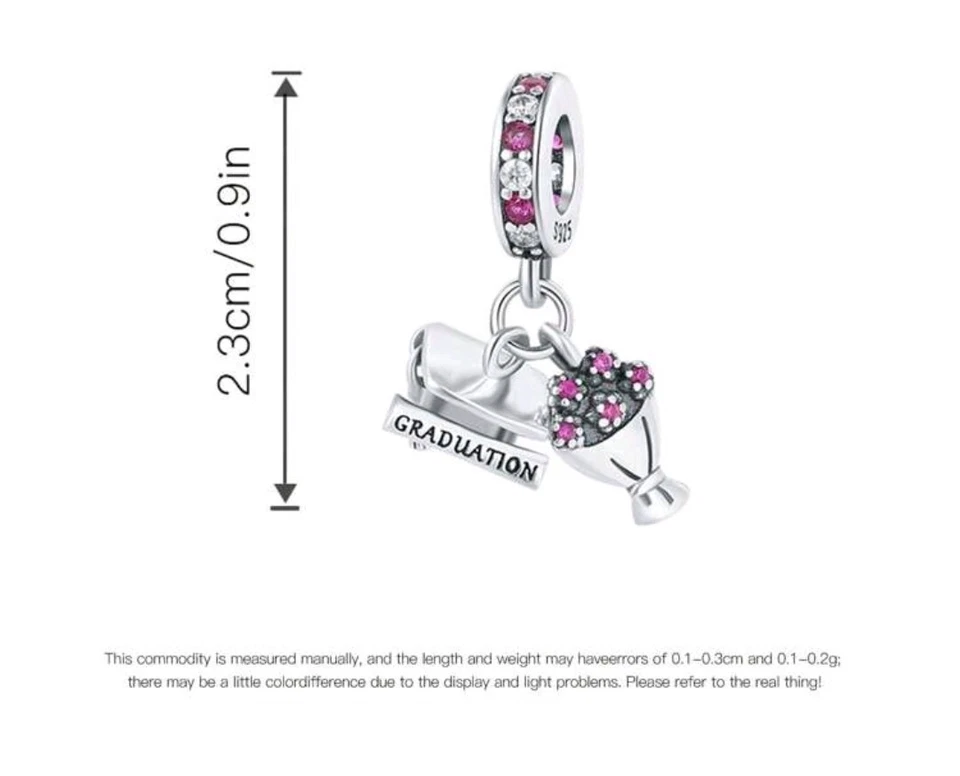 Charm Per Bracciale Laurea,regalo Laurea Charm, Charm Sterling Silver 925 - Immagine 3 di 3