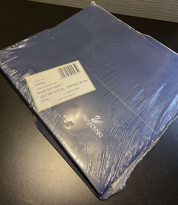 Lot of 10 NIP Authentic Swarovski Blue Gift Box Iconic Logo 6” x 6