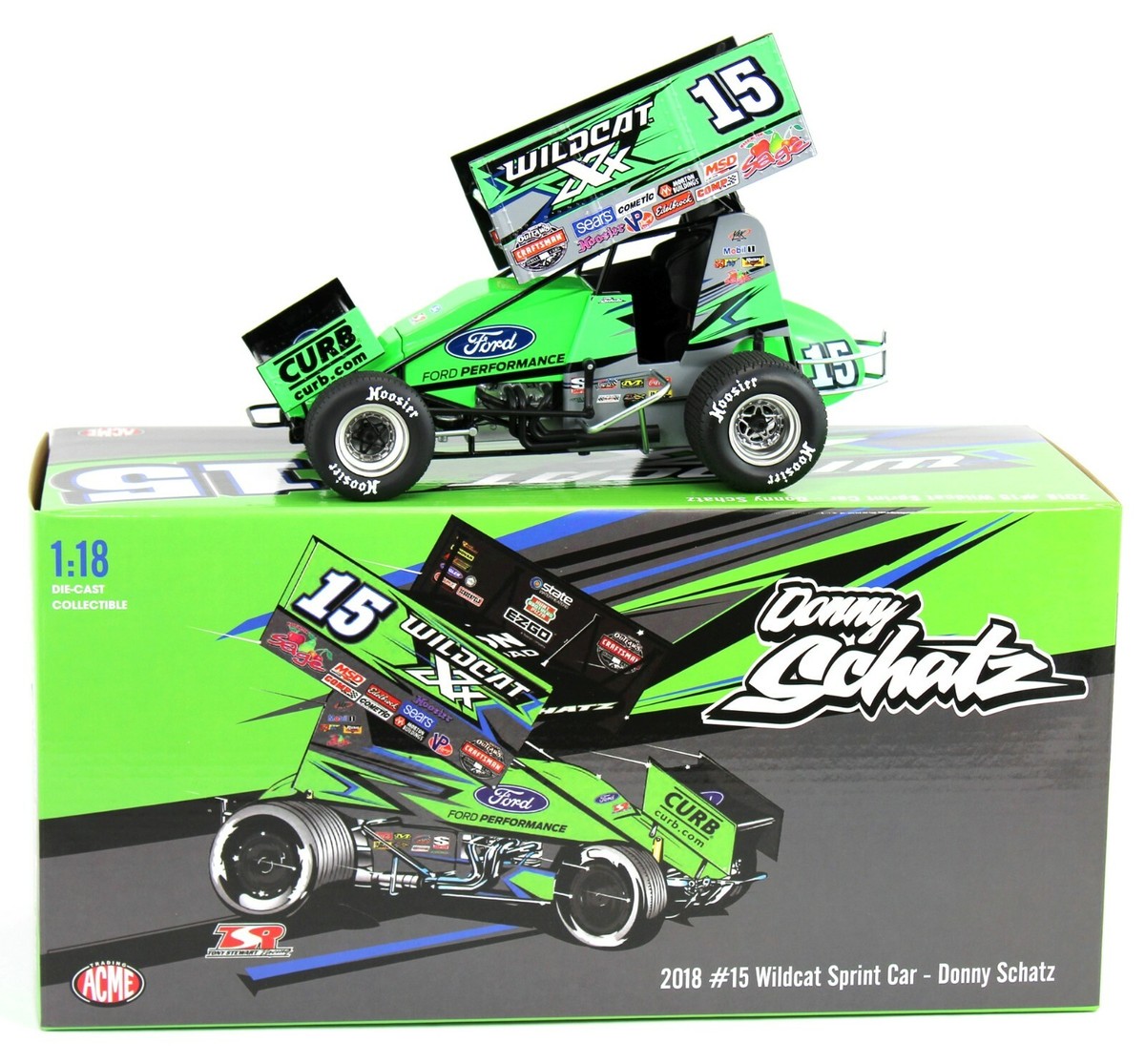 1:18 ACME SPRINT CAR *DONNY SCHATZ* #15 Green 2018 WILDCAT Car NIP
