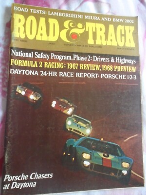 Road & Track May 1968 Fiat 850 Idromatic, BMW 2002, Lamborghini Miura