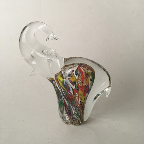 Statuina Elefante in Vetro di Murano Millefiori Italiana Fratelli Toso Polvere Oro 24Kt - Foto 11 di 19