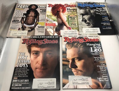 Lot Of 5 ROLLING STONE 2010-2011 Magazines   Rihanna List Lennon Tapes Lil Wayne