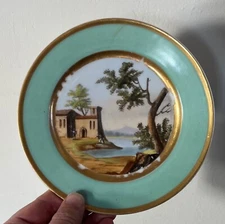Antique 19th century Old Paris Porcelain Plate with Hand Painted Landscape #4