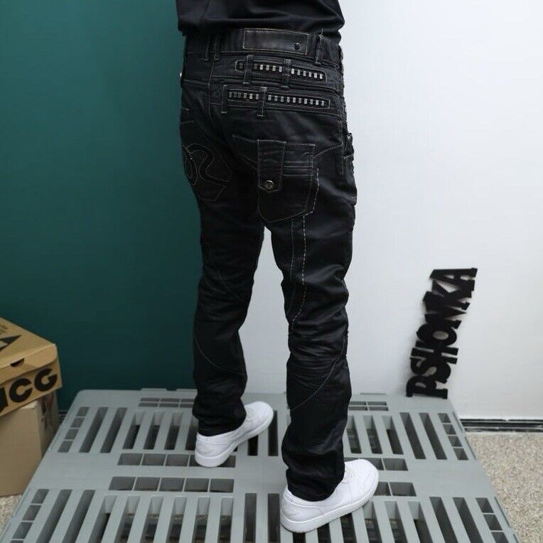 J RAG Famous Denim JR3143 waxed Jeans Black Size 33 Y2K J RAG Famous Denim JR3143 waxed Jeans Black Size 33 Y2K