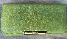 BOSCA Genuine Stingray Chartreuse Lime Green Envelope Trifold Wallet Clutch