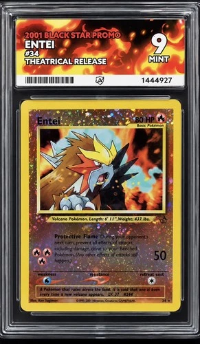 2001 Pokemon Entei #34 Black Star Promo Theatrical Release ACE Mint 9 Holo