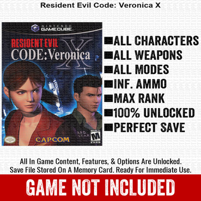Resident Evil Code Veronica X 100% Nintendo GameCube Memory Card Save CHEATS
