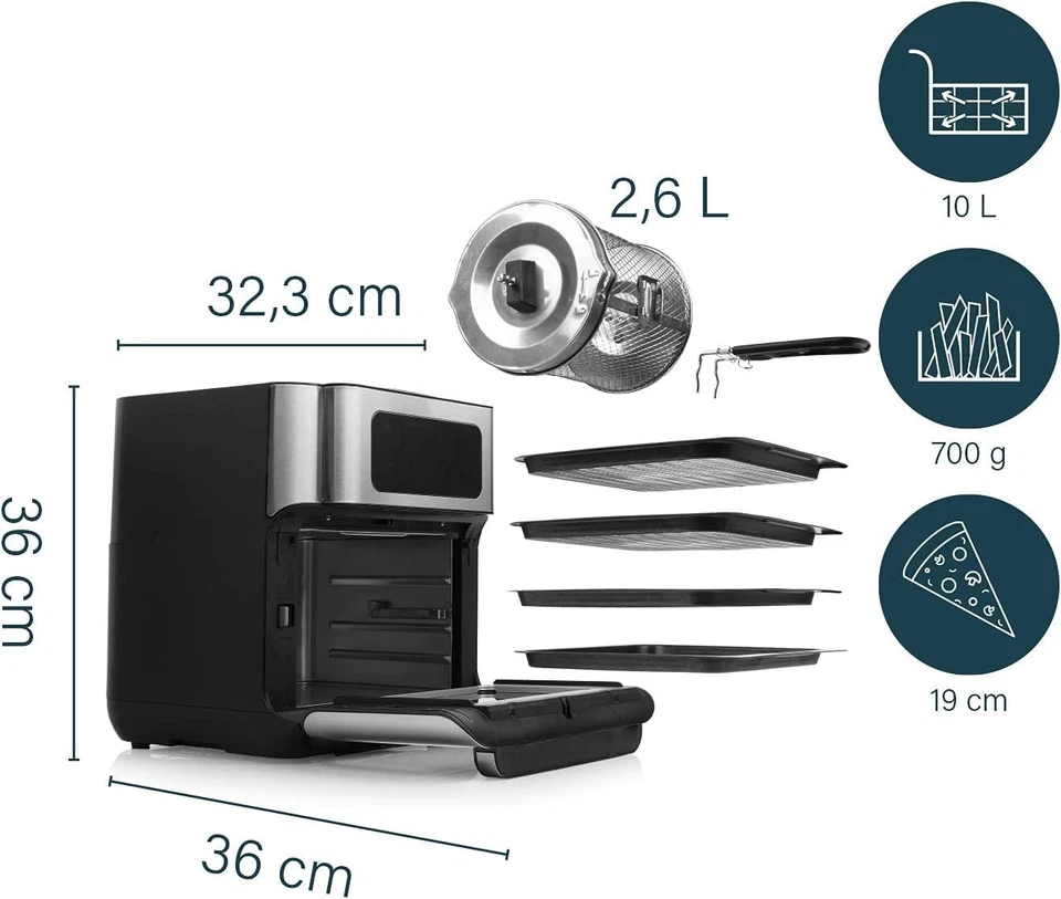 Deluxe Heißluftfritteuse-Ofen Heißluftofen Airfryer Mini Backofen 10L Princess - Bild 3 von 4