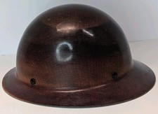 VTG MSA Skullgard Fiberglass Full Brim Hard Hat Tan Missing Suspension 1999 EUC