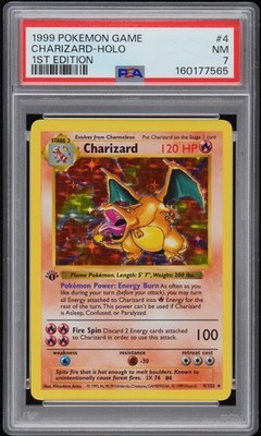 Pokemon 1999 Charizard 1st Edition Base Set Holo PSA 7 Mint     Neu Cert