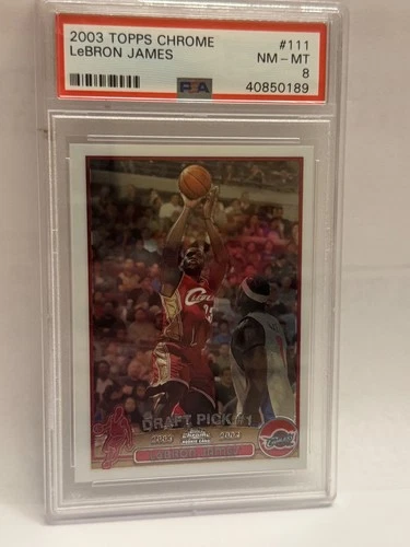 2003 Topps Chrome LeBron James # 111 Cavs Lakers Rookie Card PSA Graded 8 NM-MT!
