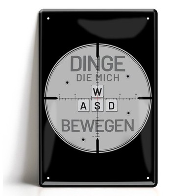 Blechschild 20x30cm WASD Gaming Gamer Shooter FPS Deko Zocker Metallschild Deko