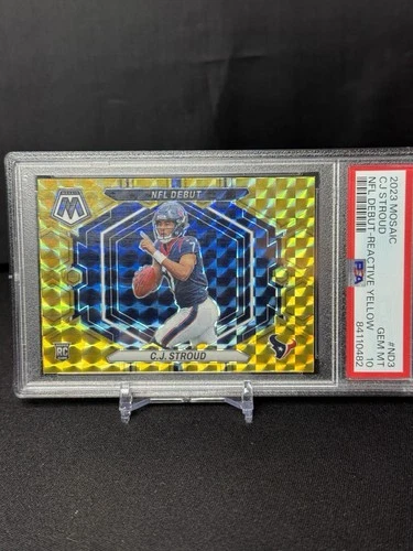 2023 Mosaic C.J. Stroud RC Reactive Yellow NFL Debut #ND-3 Texans PSA 10