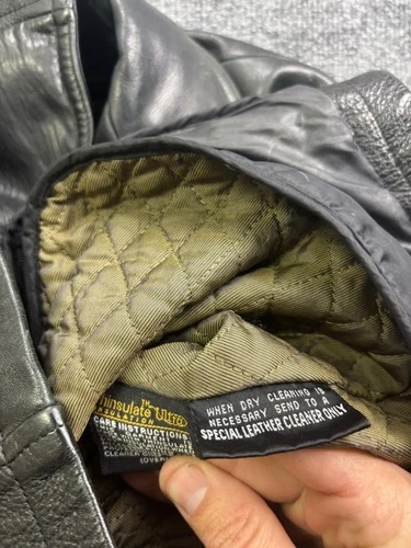 M Julian Coat Mens Small Black Leather Thinsulate Quilted Lined Button image 7