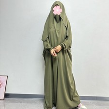 Solid Color Islamic Overhead Kaftan Abaya Women Muslim Prayer Dress Burqa Robe