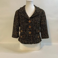   Ann Taylor Loft Chic Cropped Tweed Blazer with Gold Buttons   Effortless Elegan