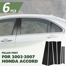 6pcs Set For 03-07 Honda Accord Black Pillar Posts Glossy Cover Door Trim Window 6pcs Set For 03-07 Honda Accord Black Pillar Posts Glossy Cover Door Trim Window