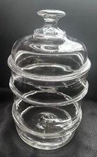 19TH C ANTIQUE  AMERICAN GLASS APOTHECARY JAR W/ APPLIED RINGS