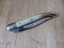 Ancien couteau pliant LAGUIOLE R DAVID corne blonde Thiers France Comme Neuf