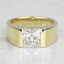 2.5ctw Princess Cut E VS1 Men's Engagement Wedding Band in 14K Solid Yellow Gold