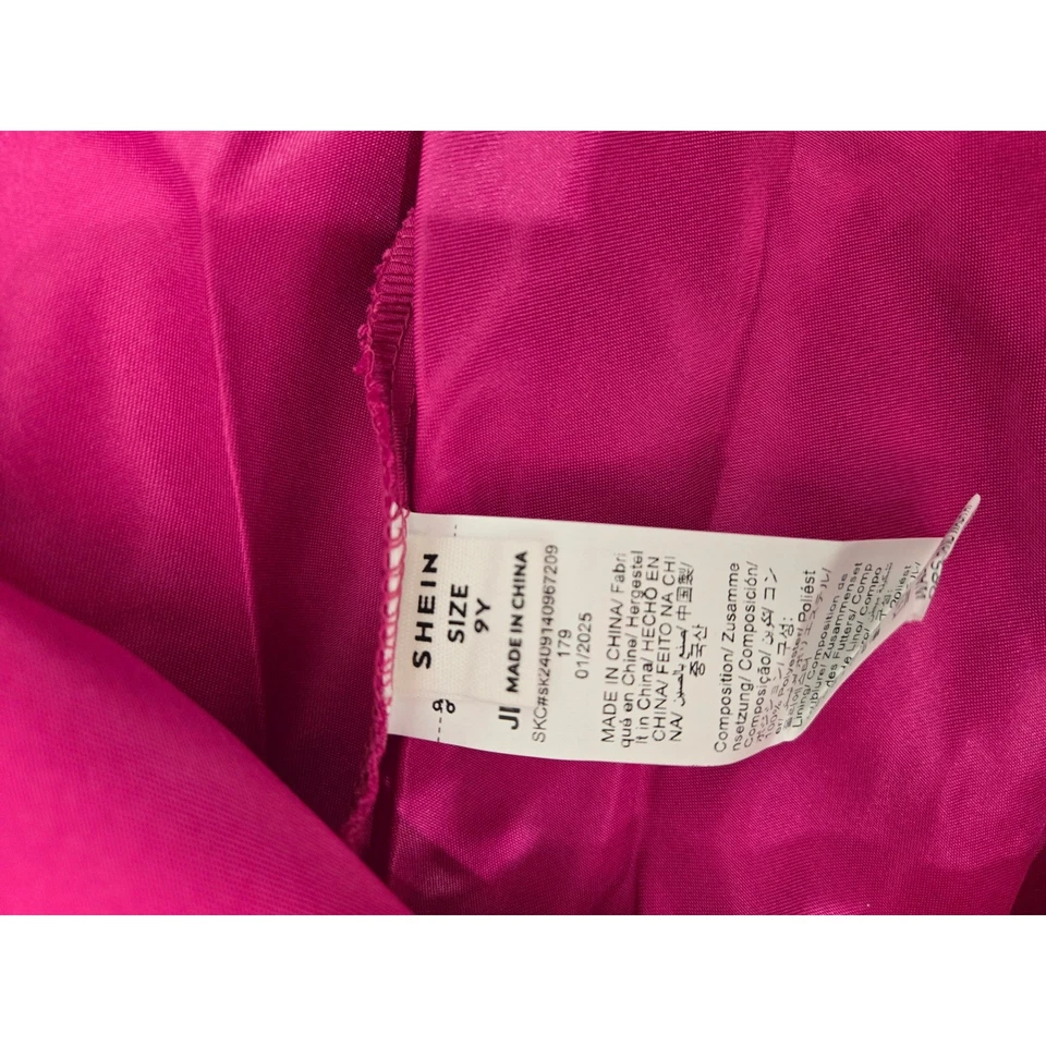 Vestido de festa Shein infantil meninas lantejoulas um ombro rosa tamanho 9Y - Imagem 2 de 4