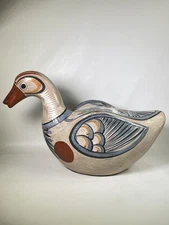 Large Vintage Tonala Mexico Mexican Folk Art Pottery Hand Made Duck Goose Bird