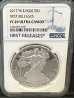 2017-W SILVER EAGLE NGC PF69 ULTRA CAMEO 1 OZ AMERICAN EAGLE First Releases