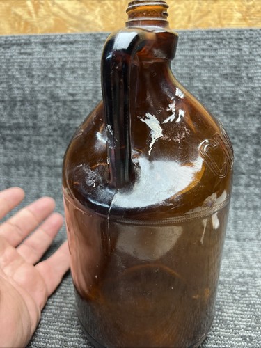 Vintage Amber Glass Clorox Bottle Jug Embossed Half Gallon 64oz With Lid - Picture 5 of 6