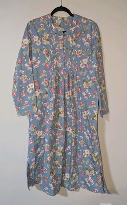 Ella Simone Blue Floral Print Cotton Midi Dress Size Medium M