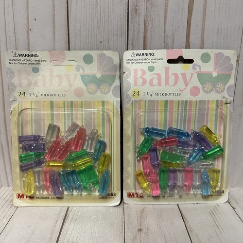 Vintage MTC Mini Baby Milk Bottle Charms Craft Party Favors Translucent NOS