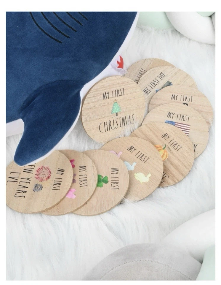 Discos de hito de bebé de 9 piezas Rae Dunn para fotos Navidad, Pascua, cumpleaños, etc. Foto 3 de 4