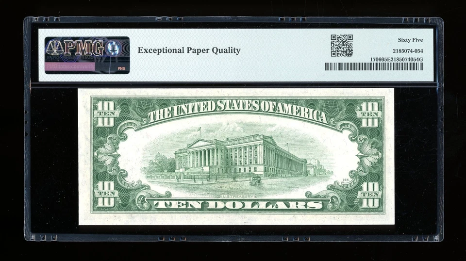 DBR 1953 $10 Silver Gem Fr. 1706 PMG 65 EPQ Serial A07970836A - Image 2 of 2