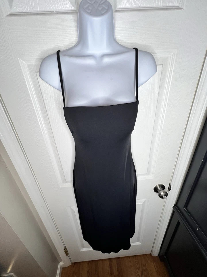 Max Mara Pianoforte I 44 Navy Ribbed Rayon Tube Slip Midi Dress 90s Y2K US 10 - Image 4 of 4